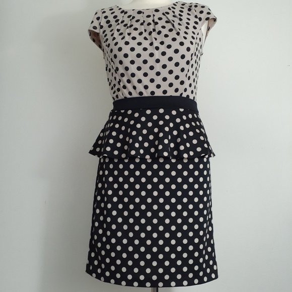 ELLE Polka Dot Peplum Dress - Size 4 - Picture 1 of 9
